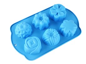 Molde silicona 6 flores grandes 